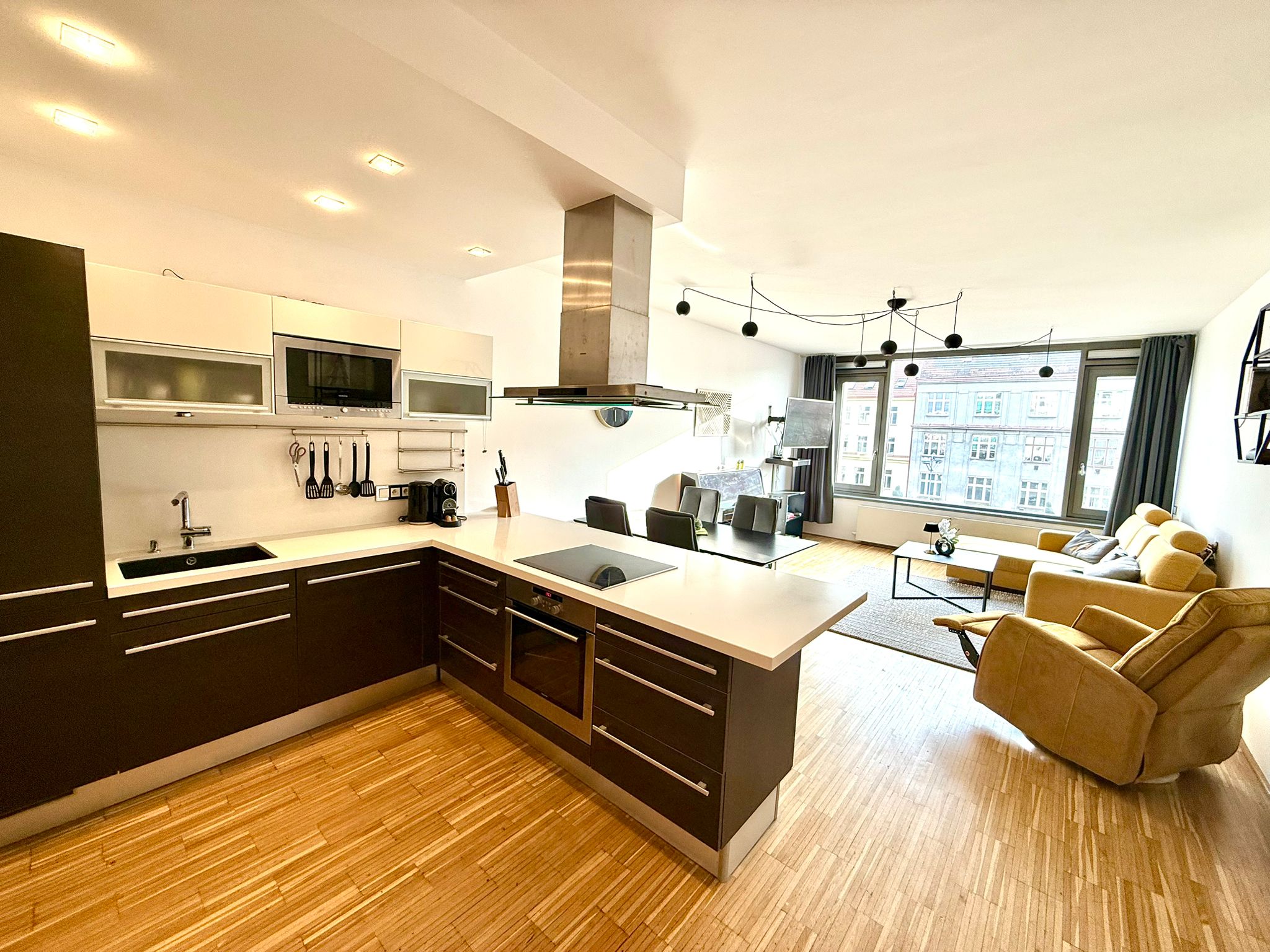 Open kitchen and living room